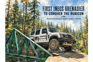Metalcloak Ineos Grenadier on the Iconic Green Rubicon Trail Bridge