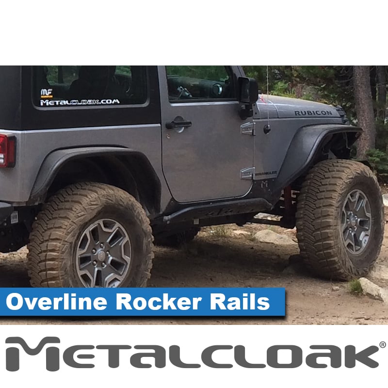 Progi rurowe Overline na dwudrzwiowym Jeepie Wrangler JK w terenie