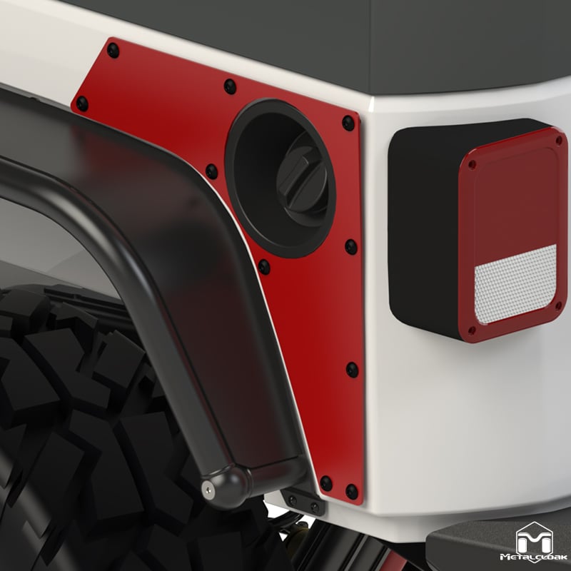 MetalCloak – tylne płyty ExoSkin, czarny proszek, Jeep Wrangler JK 2-drzwiowy (para)