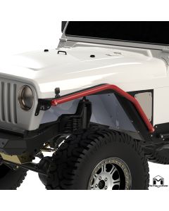 Jeep TJ, LJ, YJ Wrangler Arched Fender Front Rub Rails, 1 1/2in