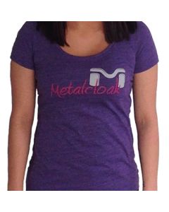 Women's MetalCloak Script Tee, Purple (Front)