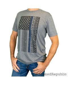 #CloakedRepublic, Thin Blue Line Flag, Super Soft Tee, Front Graphic