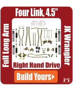 Jeep JK Wrangler 4.5" 4-Link, Bolt-On Long Arm Suspension & Lift Kit, Right Hand Drive, Build Yours, Components