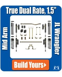 Jeep JL Wrangler 1.5" True Dual Rate Lift Kit, Mid Arm Suspension System