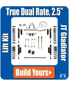 List of Parts JT Gladiator Jeep Truck MetalCloak True Dual Rate Lift Kit Suspension RockSport Shocks True Dual Rate Coils Front and Rear Track Bars Control Arms