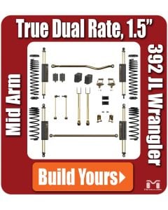 Jeep JL Wrangler 392 1.5" True Dual Rate Lift Kit, Mid Arm Suspension System