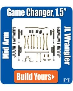 Jeep JL Wrangler 1.5" Game-Changer Suspension & Portal Compatible Lift Kit, 4-Door, Mid Arm System