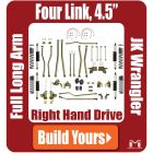 Jeep JK Wrangler 4.5" 4-Link, Bolt-On Long Arm Suspension & Lift Kit, Right Hand Drive, Build Yours, Components