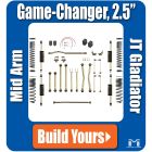 Parts List of 2.5 Game Changer Suspension Jeep Truck JT Gladiator MetalCloak - 6Pak Shocks, Duroflex Control Arms Durotrak Track Bar Replacement Brake Lines Sway Bar Links