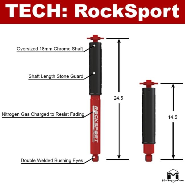 RockSport Long Travel Shock, TJ Wrangler, Rear, Pair
