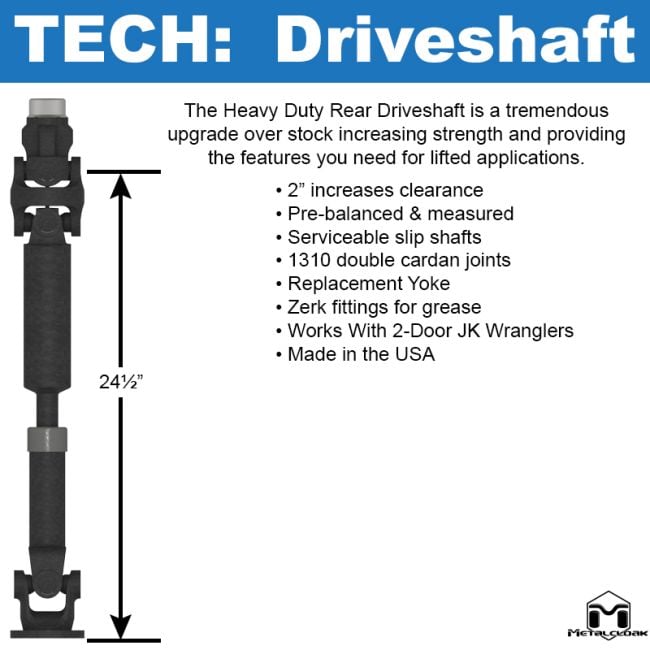 JK Rear Driveshaft, 2 Door