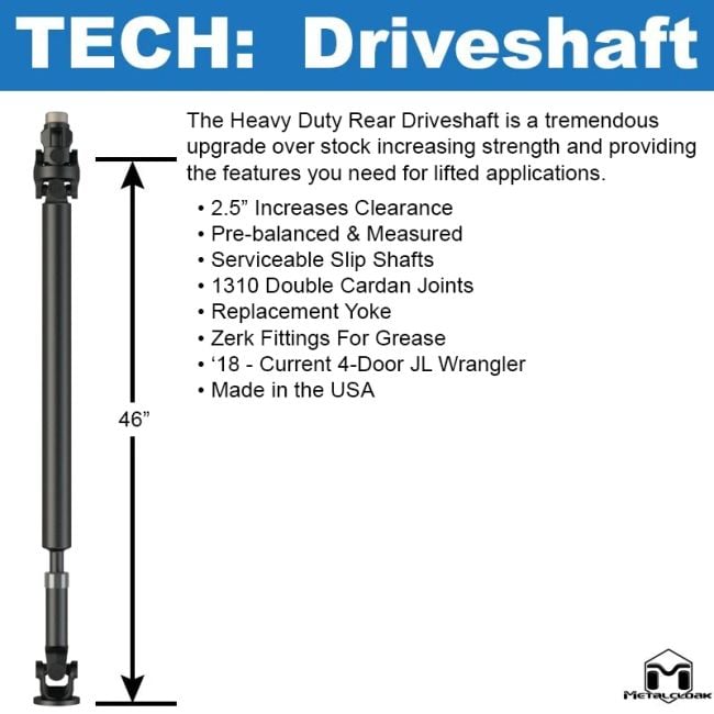 JL Rear Driveshaft, 4 Door
