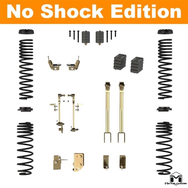 MetalCloak JL Wrangler Base Camp Lift Kit 2.5 cala – elementy zestawu (podgląd)