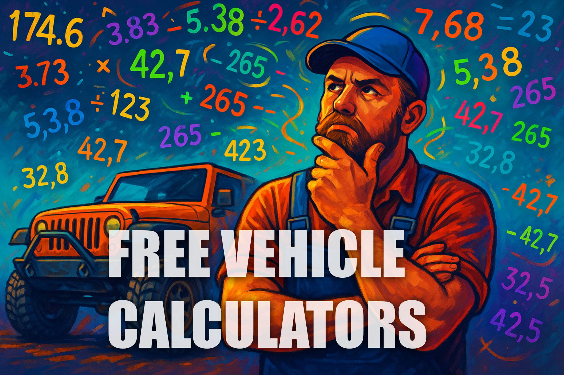 Mechanic figuring out vehicle spec calculator math
