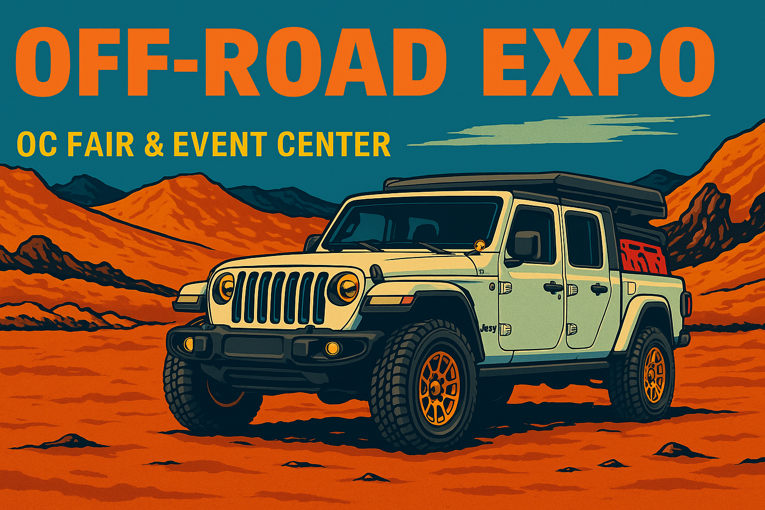 Off Road Expo Jeep Gladiator in a canyon image by AI