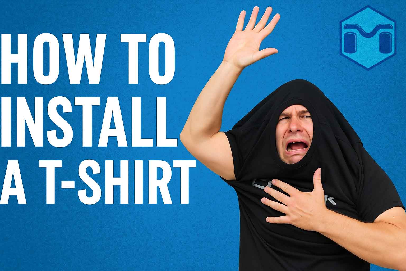 Man struggling to put on t-shirt by Metalcloak