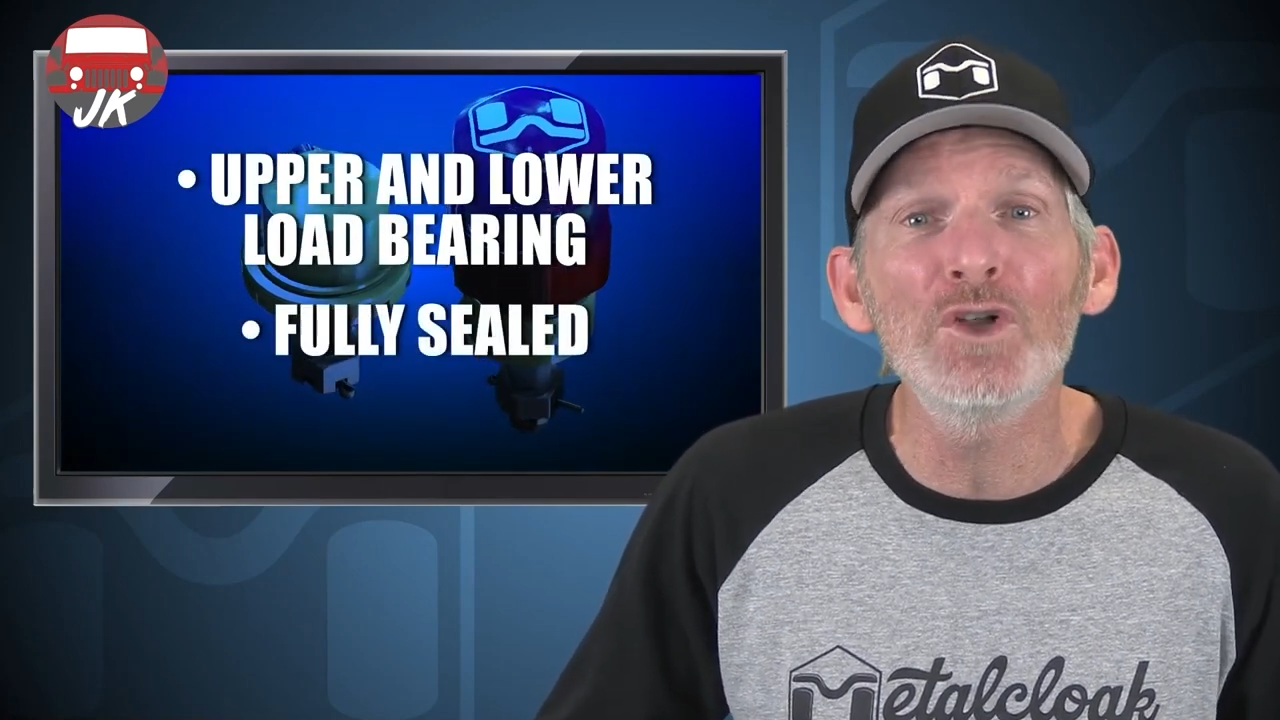 featured metalcloak product jeep jk wrangler baller joints, upper and lower load bearing, fully sealed