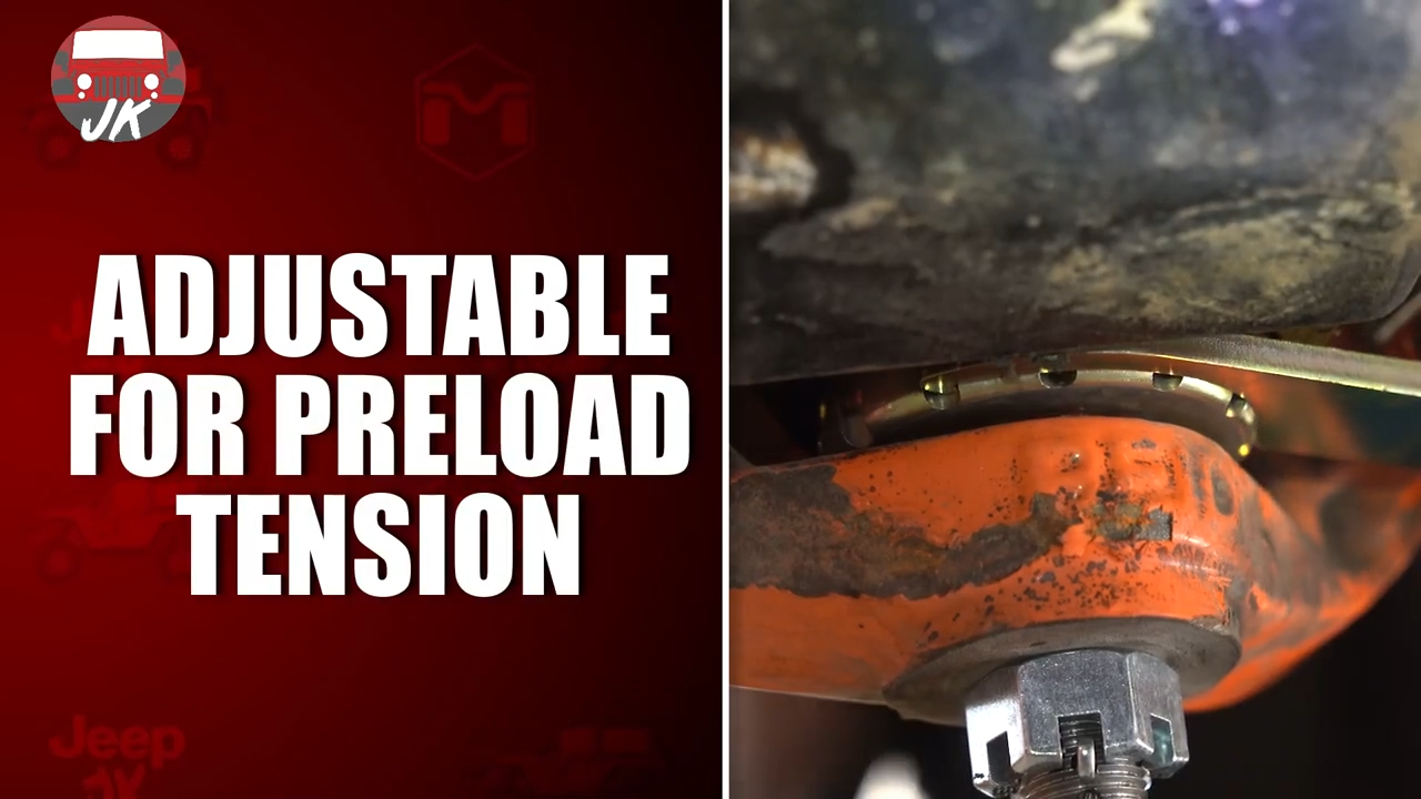 featured metalcloak product jeep jk wrangler baller joints, pre-load tension adjustable, divides force load between both locations