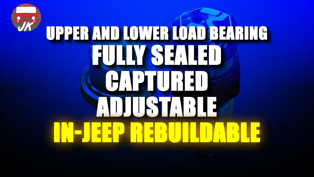 featured metalcloak product jeep jk wrangler baller joints, the only ball joints that are upper and lower load bearing, fully sealed, captured, adjustable, and in-jeep rebuildable