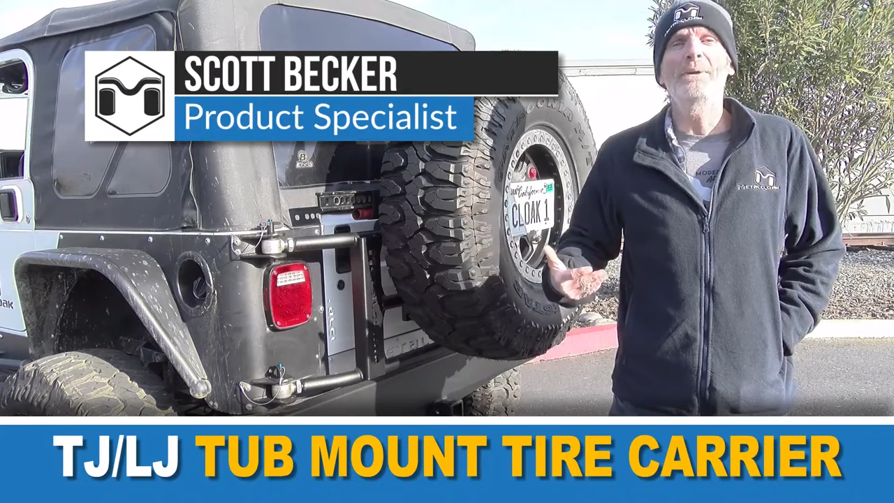 metalcloak tj lj wrangler tub mount tire carrier, scott becker product specialist