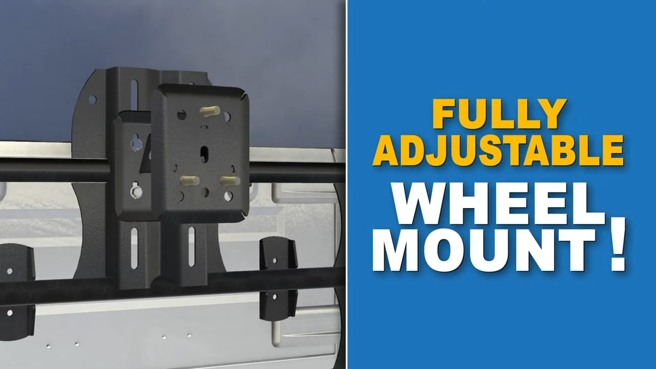 metalcloak tj lj wrangler tub mount tire carrier, fully adjustable wheel mount