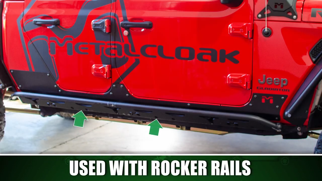 MetalCloak Jeep JT Gladiator Rocker ExoSkin Extensions, can be used with rocker rails