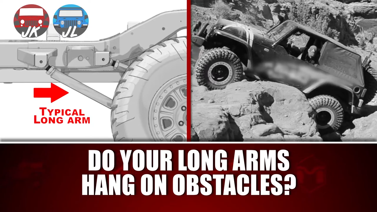 metalcloak patented db3 rear control arm drop bracket Jeep JK/JL, rear long arm system hanging up on obstacles on trail