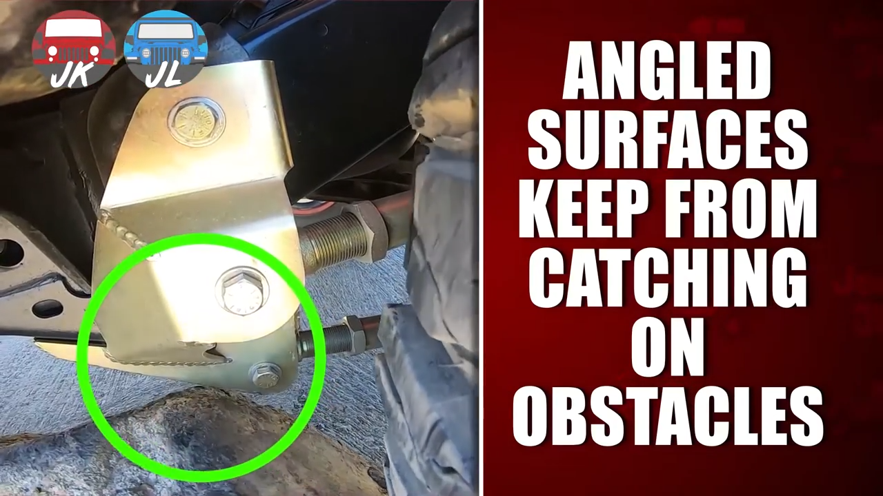 metalcloak patented db3 rear control arm drop bracket Jeep JK/JL, built-in approach skids and angled surfaces to keep from catching obstacles on trail