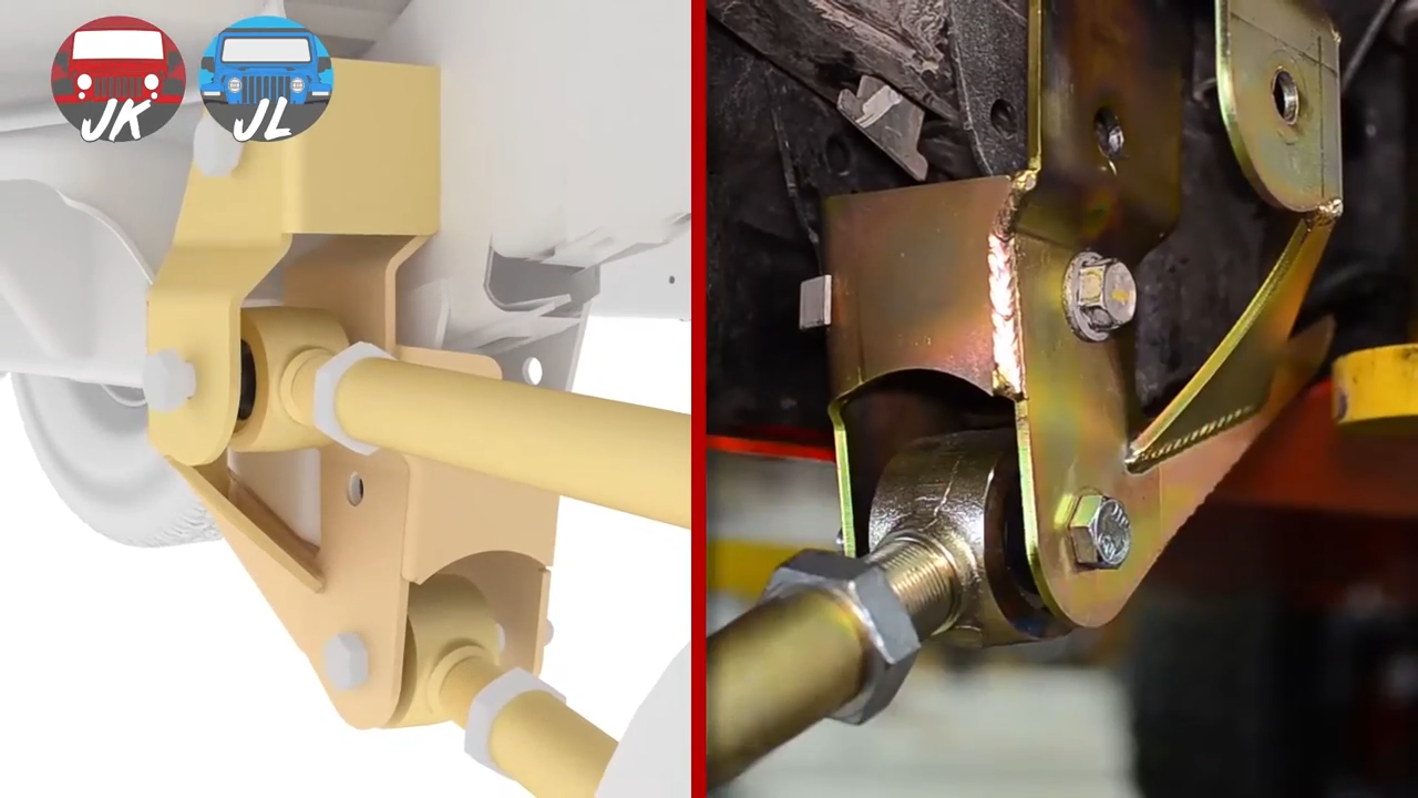 metalcloak patented db3 rear control arm drop bracket Jeep JK/JL, attaches into factory locations and mounts securely in place without need for welding
