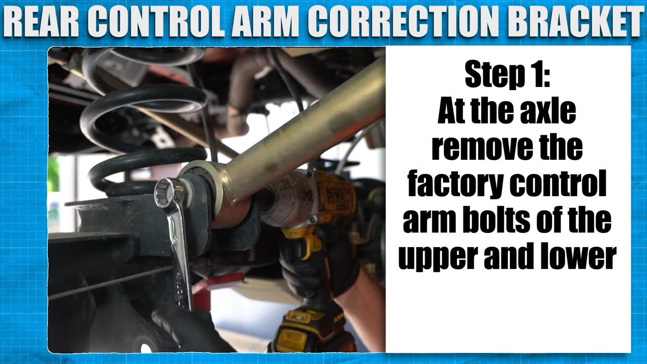 metalcloak how to install jeep jt gladiator rear upper control arm correction bracket, remove factory control arm bolts