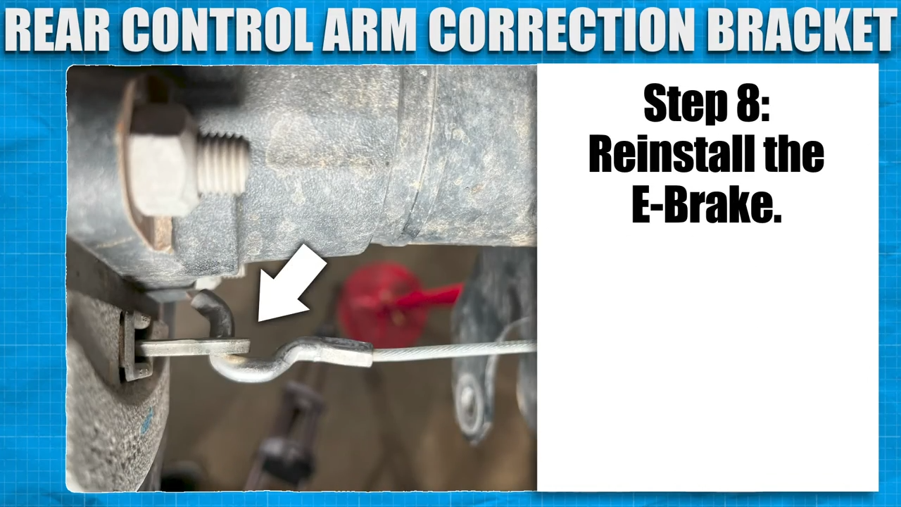 metalcloak how to install jeep jt gladiator rear upper control arm correction bracket, reinstall e-brake
