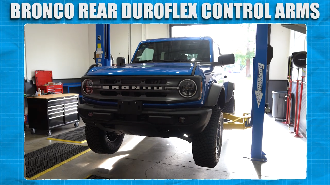 metalcloak installation instructions bronco 6g rear duroflex control arm set, vehicle in shop ready to be worked on