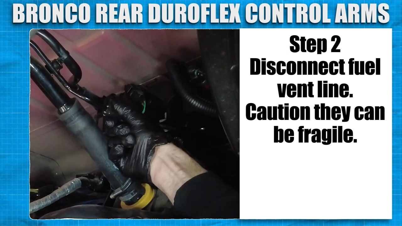 metalcloak installation instructions bronco 6g rear duroflex control arm set, disconnect fuel vent line