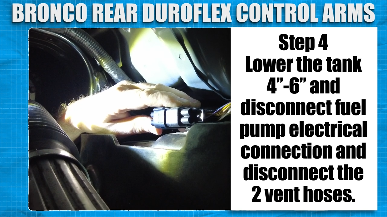 metalcloak installation instructions bronco 6g rear duroflex control arm set, disconnect fuel pump, electrical connections, vent hoses