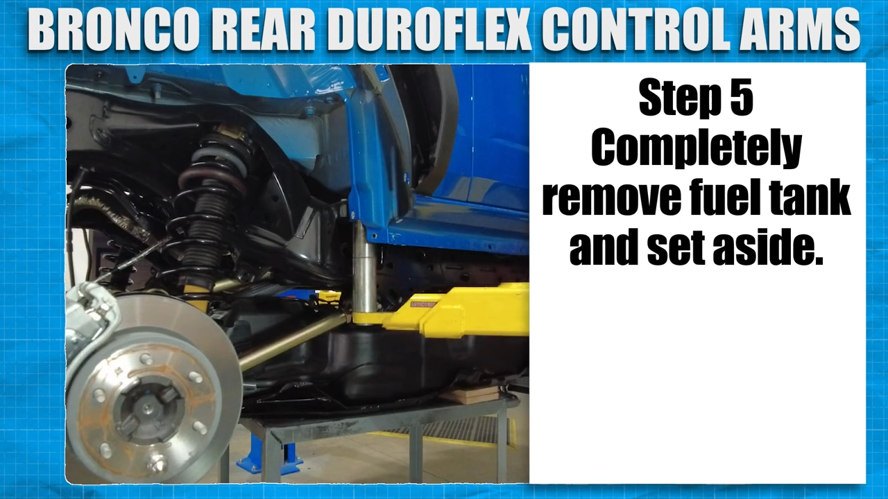 metalcloak installation instructions bronco 6g rear duroflex control arm set, remove fuel tank recommended second person to help