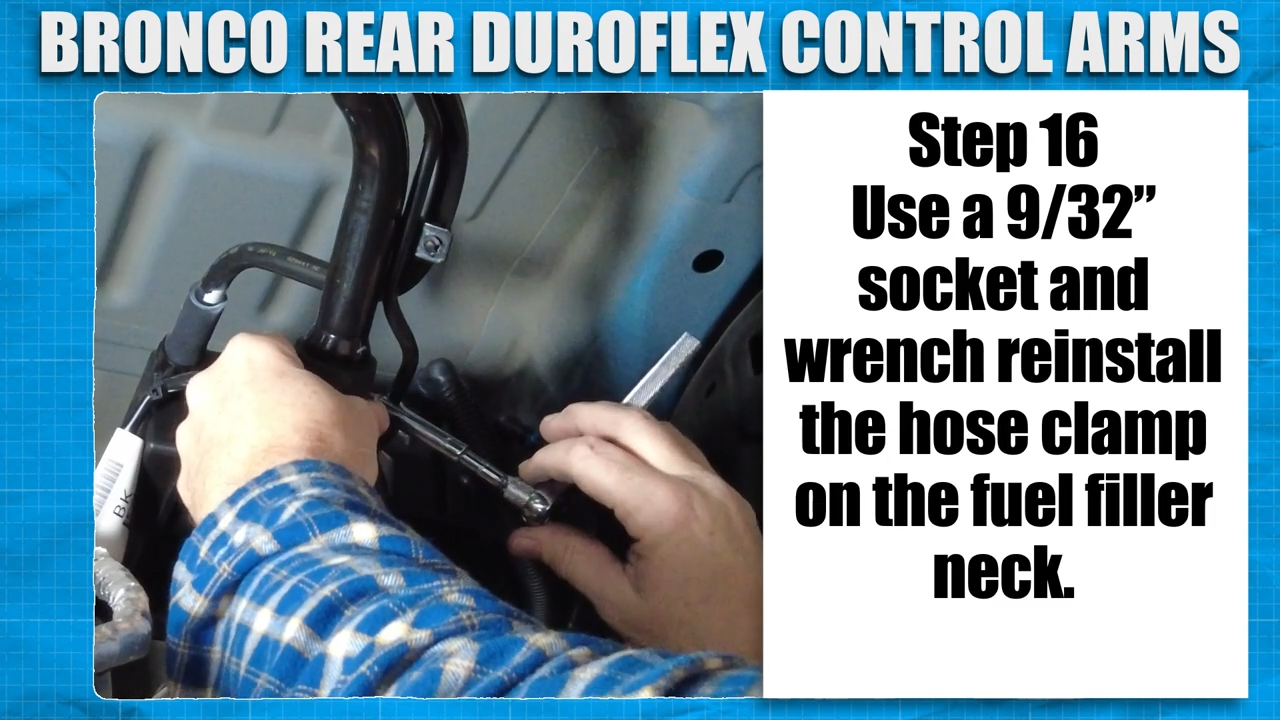 metalcloak installation instructions bronco 6g rear duroflex control arm set, reinstall hose clamp on fuel filler neck