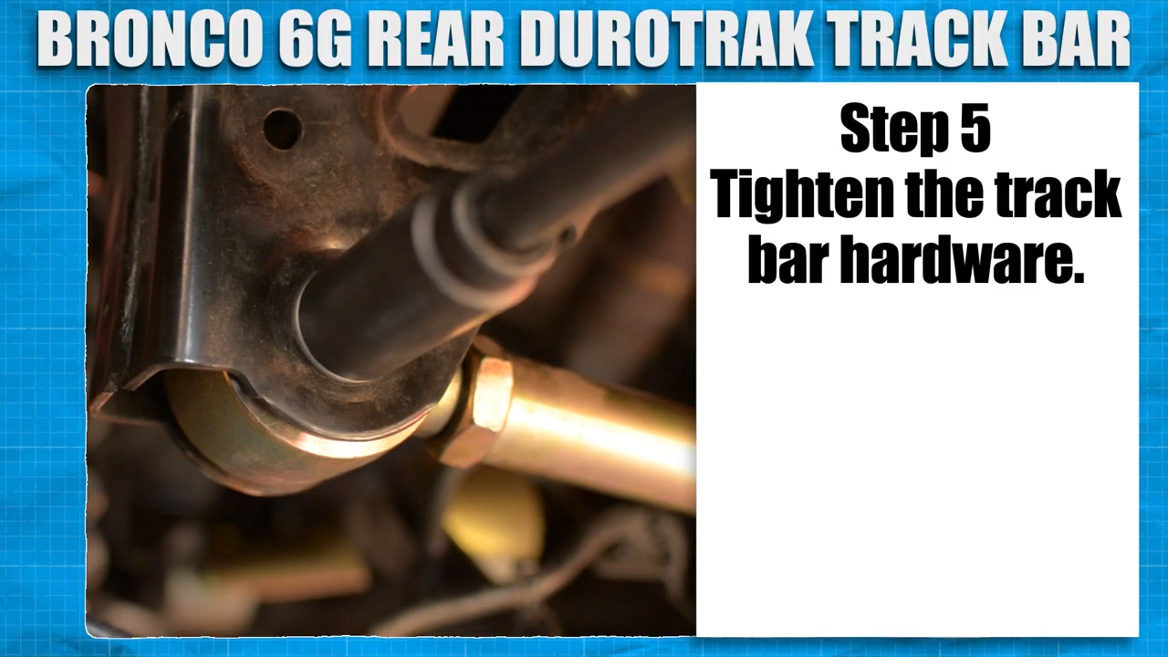 metalcloak installation instructions ford bronco 6g rear durotrak track bar, tighten hardware