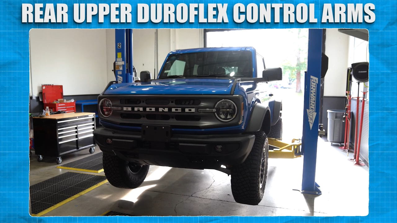 metalcloak installation instructions bronco rear upper duroflex control arms, bronco in shop ready to be worked on
