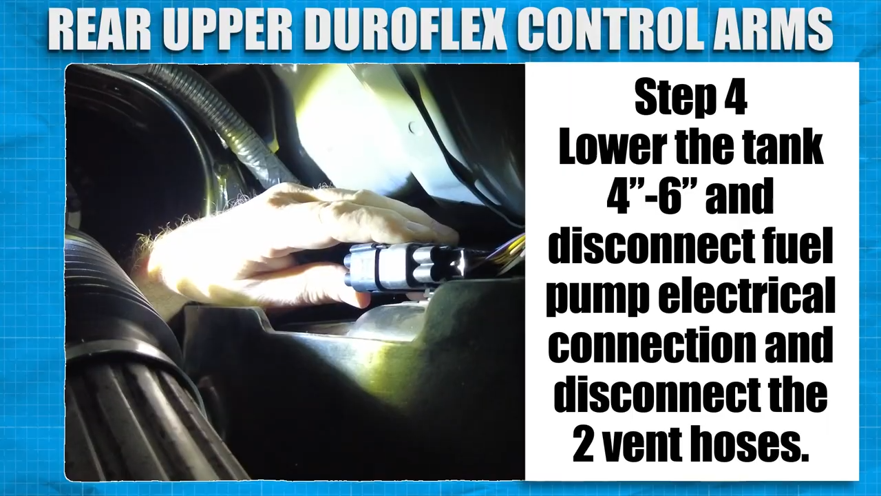 metalcloak installation instructions bronco rear upper duroflex control arms, disconnect fuel pump and electrical connections and two vent hoses