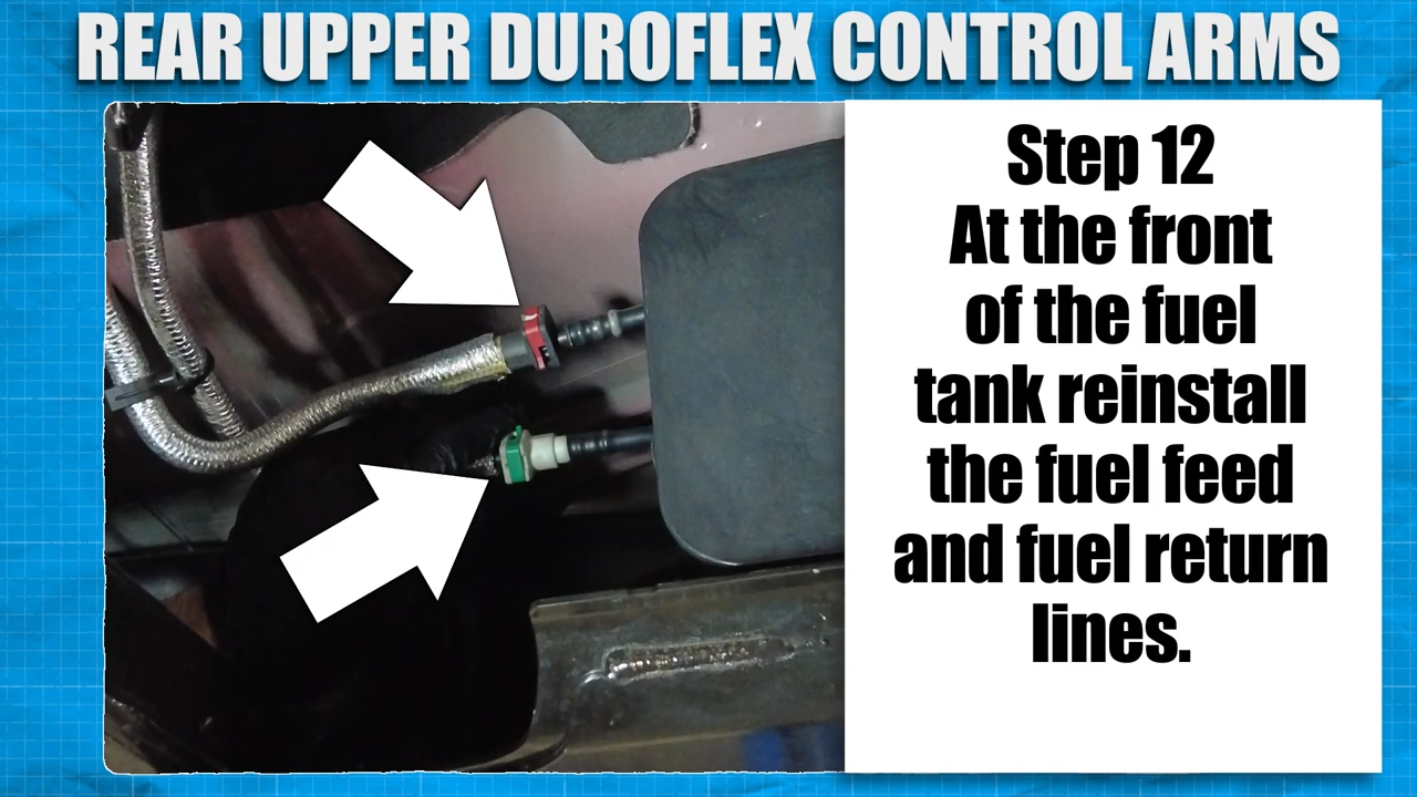metalcloak installation instructions bronco rear upper duroflex control arms, reinstall fuel feed and return lines