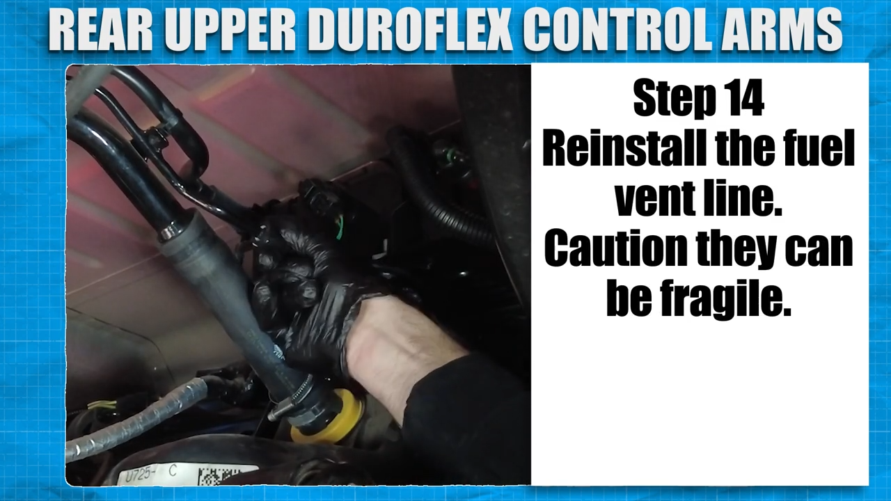 metalcloak installation instructions bronco rear upper duroflex control arms, reinstall fuel vent line