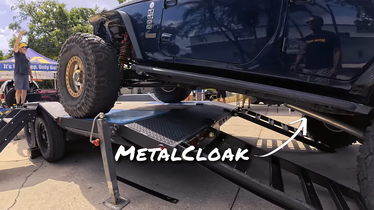 metalcloak rigs & wrenches red scorpion off road, Jeep on CTI trailer with MetalCloak suspension components