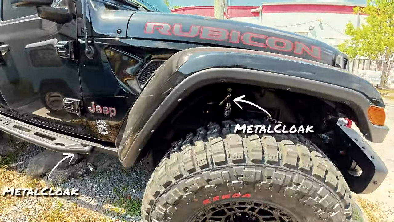metalcloak rigs and wrenches overbuilt customs, black jeep JT Gladiator, 2.5" Game-changer suspension kit, rocksport black adjustable reservoir shocks