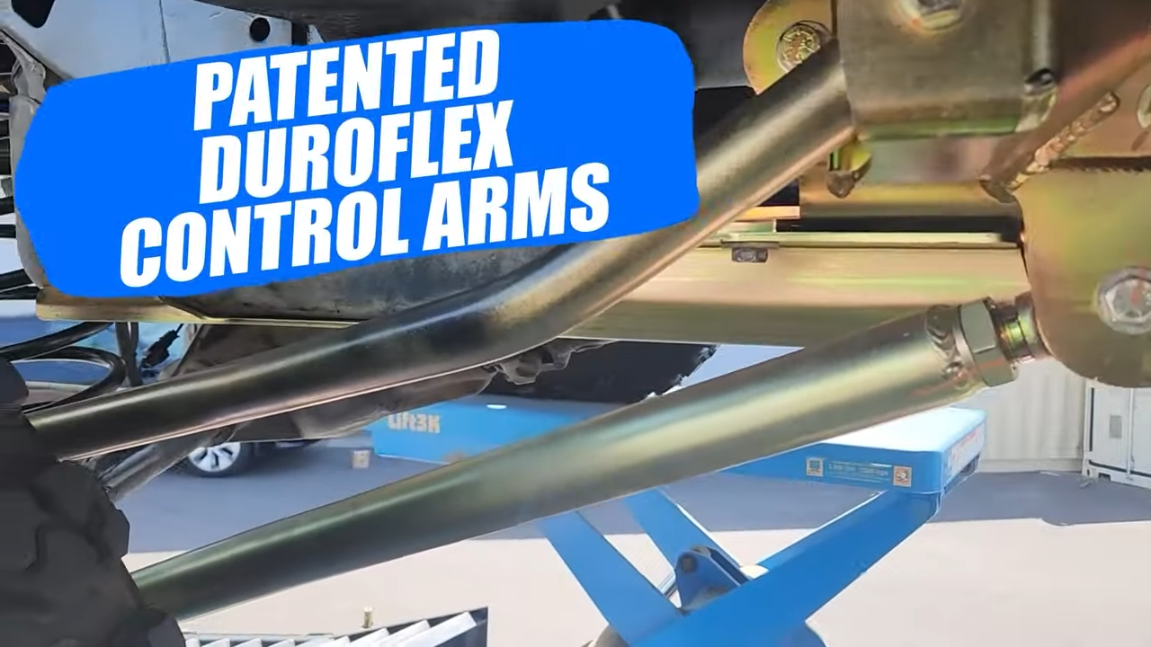 metalcloak 4-link long arm suspension kit, duroflex control arms, patented duroflex bushing equipped
