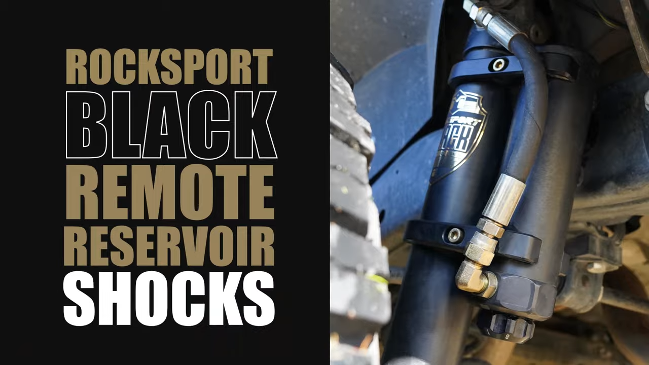 metalcloak rocksport black adjustable remote reservoir shocks, jeep jk wrangler shock upgrade over teraflex